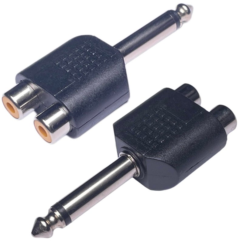 CESS 6.35mm Mono Male to Dual RCA Female Splitter Adapter, 2 Pack - Image 2